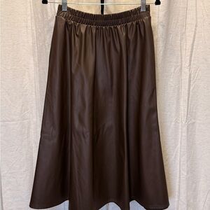 Faux-Leather Brown Skirt